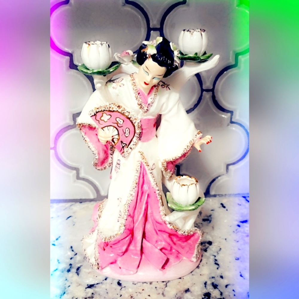 Vintage Rare Kathi Urbach Porcelain Oriental Geisha Figurine Geisha Girl
